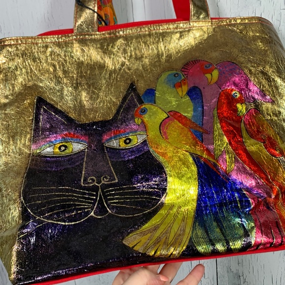 Laurel Burch Metallic Canvas Tote Bag NWT - Picture 2 of 16